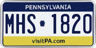 PA license plate MHS1820
