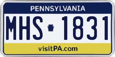 PA license plate MHS1831