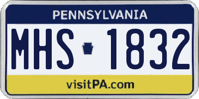 PA license plate MHS1832