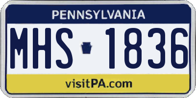 PA license plate MHS1836