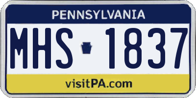 PA license plate MHS1837