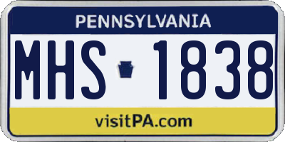 PA license plate MHS1838