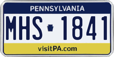 PA license plate MHS1841