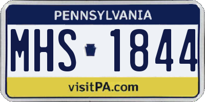 PA license plate MHS1844