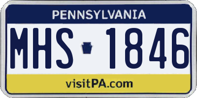 PA license plate MHS1846