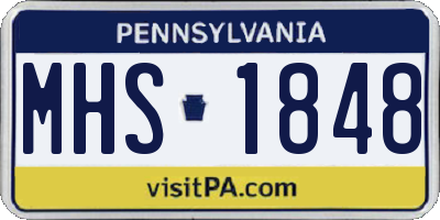 PA license plate MHS1848