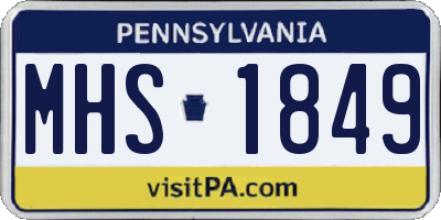 PA license plate MHS1849