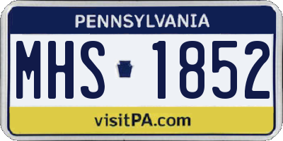 PA license plate MHS1852