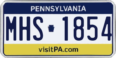 PA license plate MHS1854