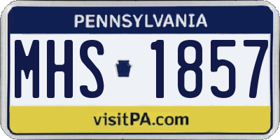 PA license plate MHS1857