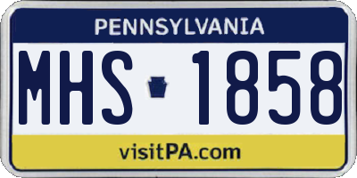 PA license plate MHS1858