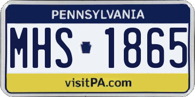 PA license plate MHS1865