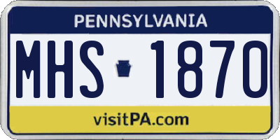 PA license plate MHS1870