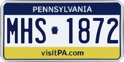 PA license plate MHS1872