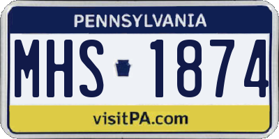 PA license plate MHS1874