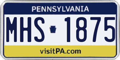 PA license plate MHS1875
