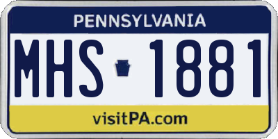 PA license plate MHS1881