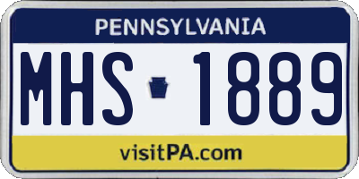 PA license plate MHS1889