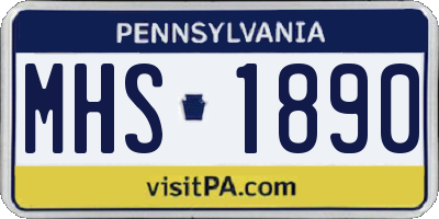 PA license plate MHS1890