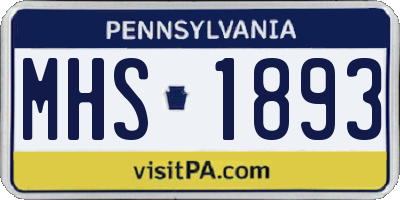 PA license plate MHS1893