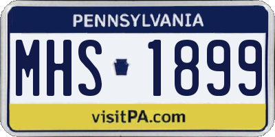 PA license plate MHS1899