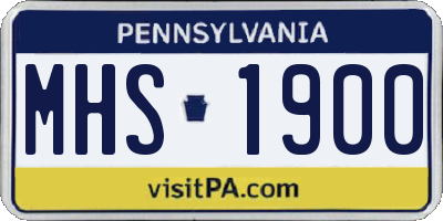 PA license plate MHS1900