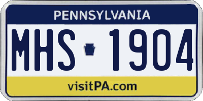 PA license plate MHS1904