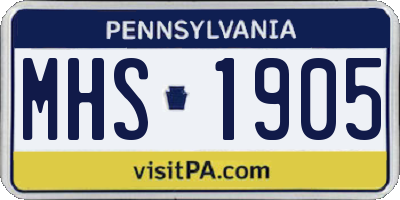 PA license plate MHS1905