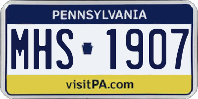 PA license plate MHS1907