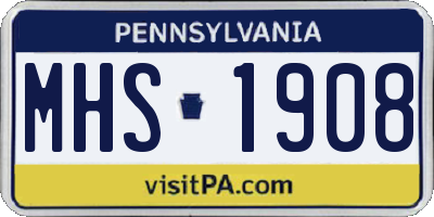 PA license plate MHS1908
