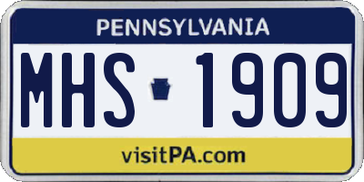 PA license plate MHS1909