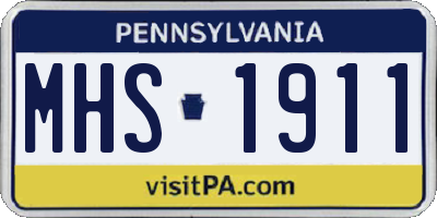 PA license plate MHS1911