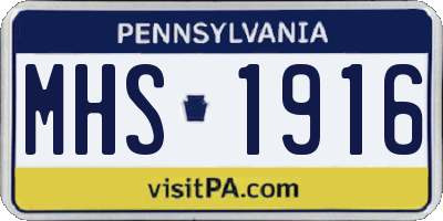 PA license plate MHS1916