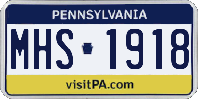 PA license plate MHS1918