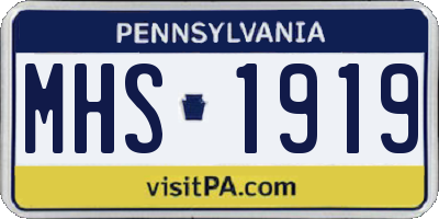 PA license plate MHS1919