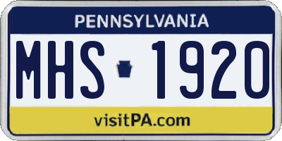 PA license plate MHS1920