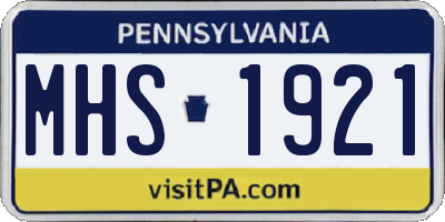 PA license plate MHS1921