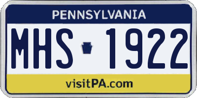 PA license plate MHS1922