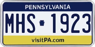 PA license plate MHS1923
