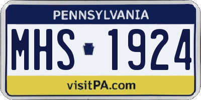 PA license plate MHS1924