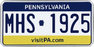 PA license plate MHS1925