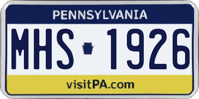 PA license plate MHS1926