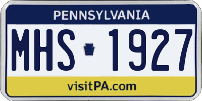 PA license plate MHS1927