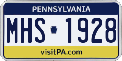PA license plate MHS1928