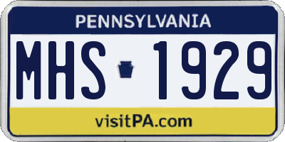 PA license plate MHS1929