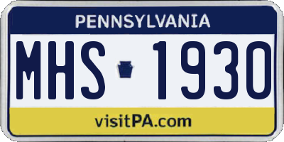 PA license plate MHS1930