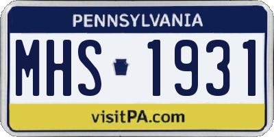 PA license plate MHS1931