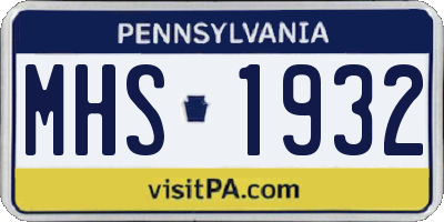 PA license plate MHS1932