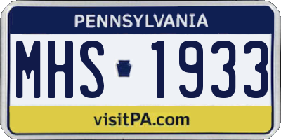 PA license plate MHS1933