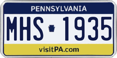 PA license plate MHS1935